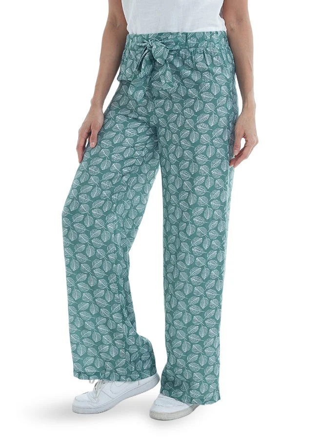 Asharae  Women's Printed Flared Pant With Elasticated Waist Band And Knot At Waist Comfortable Material, Breathable Daily Wear, Casual Fashion Outfit, Special Occasion Outfit, Trendy & Chic Apparel for Women | Best Price UAE